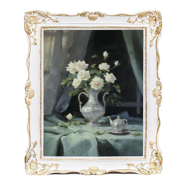 Saysmile Vintage 11x14 Picture Frame White, Textured Antique Picture Frames with Embossed Flower Design, Ornate Frame for 11x14 Photo, Resin Antique Frames Tabletop & Wall Hanging, Home Decor