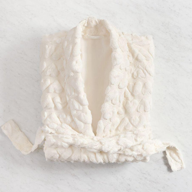 LoveShackFancy Plush Hearts Robe, Ivory, Large