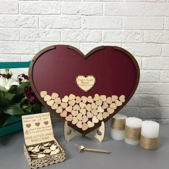 Wedding guest book, Guest book alternative, guestbook heart, Unique wedding sign, Guest book idea, Guest book hearts, Drop box