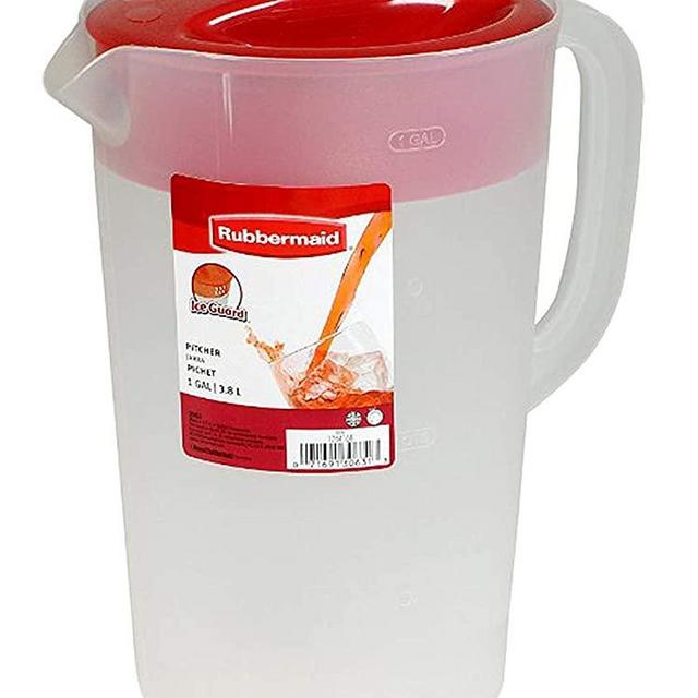 Rubbermaid Clear Pitcher, Red Cover, 1 Gallon