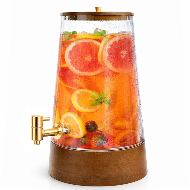 VERSSURE 1.7 Gallon Glass Drink Dispenser, Large Glass Cold Beverage Dispensers with Faucet, Water Dispenser for Party, Bars and Home