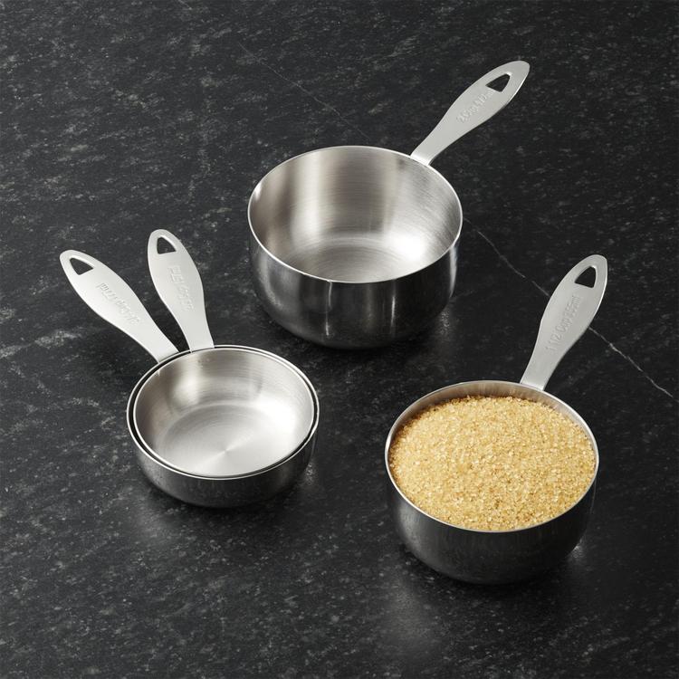 Crate and Barrel, Stainless Steel Odd Size Measuring Cups, Set of