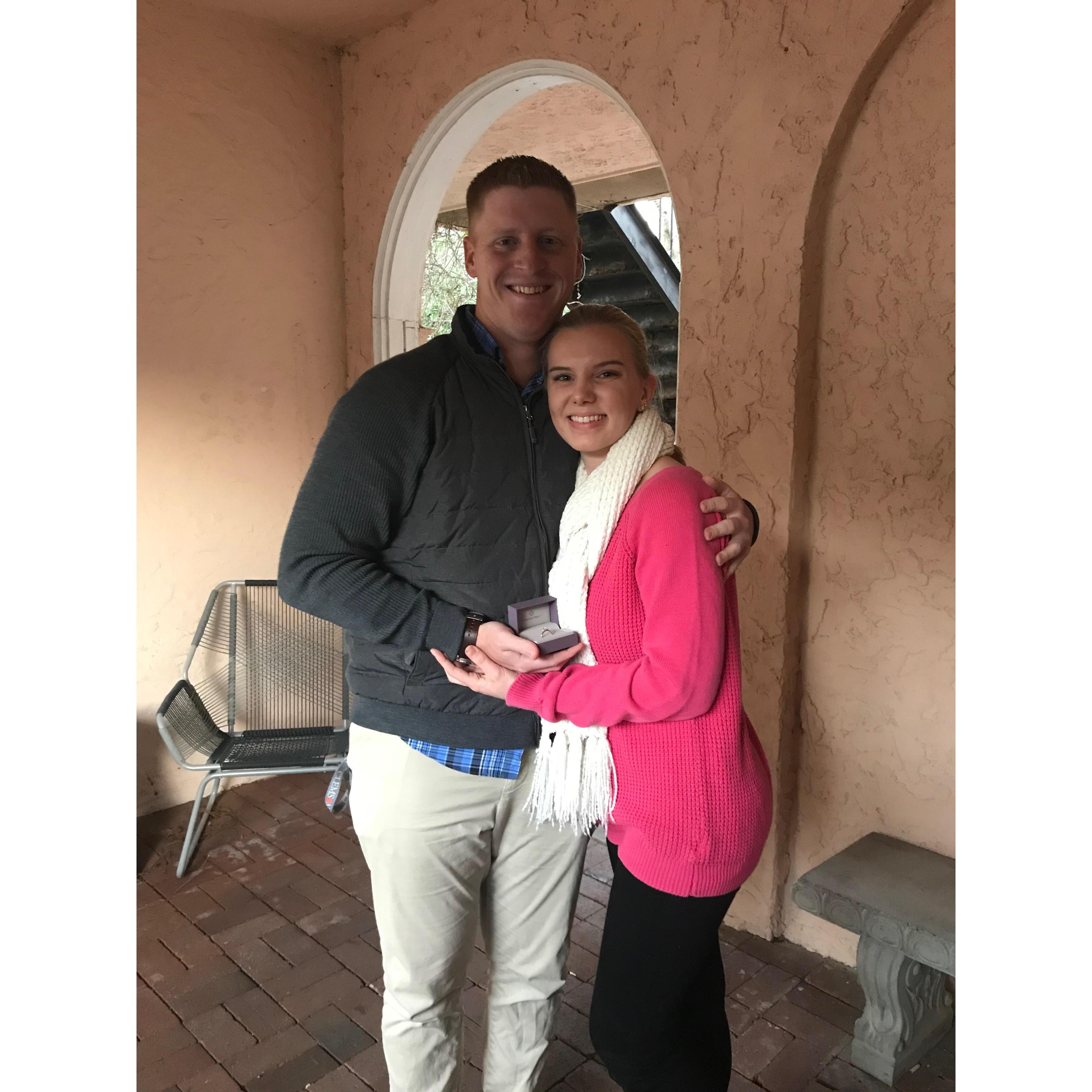 Rob proposed on Christmas Eve after Anna had picked out her ring only one day earlier! She was very surprised, but happy to not have to wait very long to wear her ring and say yes to her favorite guy!