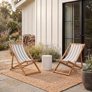 Loren Striped Foldable Sling Chair, Set of 2