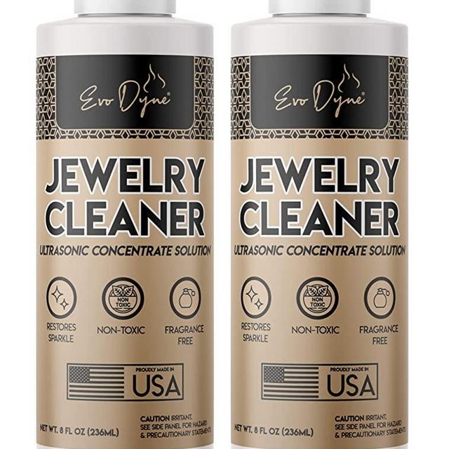 2-Pack Ultrasonic Jewelry Cleaner Solution (8oz Per Bottle), Made in USA | Non-Toxic | Deep Clean Diamonds, Gems, Gold, Silver Rings and Jewel Cleaning Concentrate