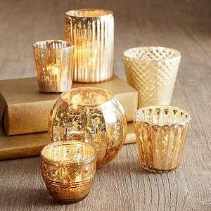Eclectic Mercury Votives, Set of 6 - Gold
