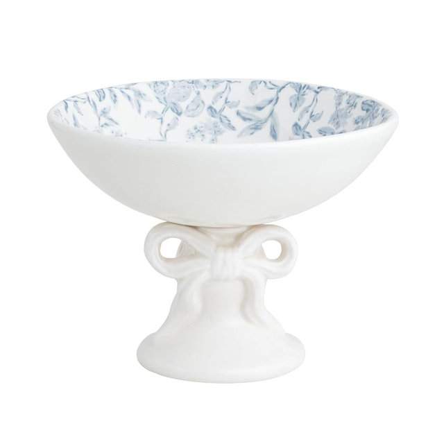 Mud Pie Ceramic Toile Bow Candy Dish