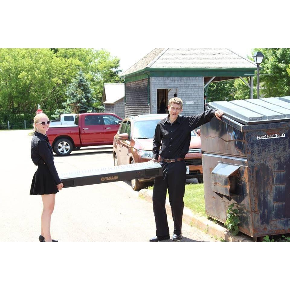 Setting up for a band concert on our PEI band trip, 2016