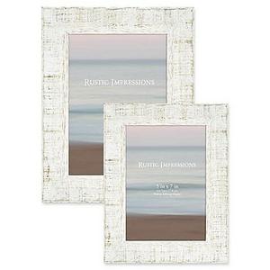 Rustic 5-Inch x 7-Inch Textured Wood Picture Frame in White