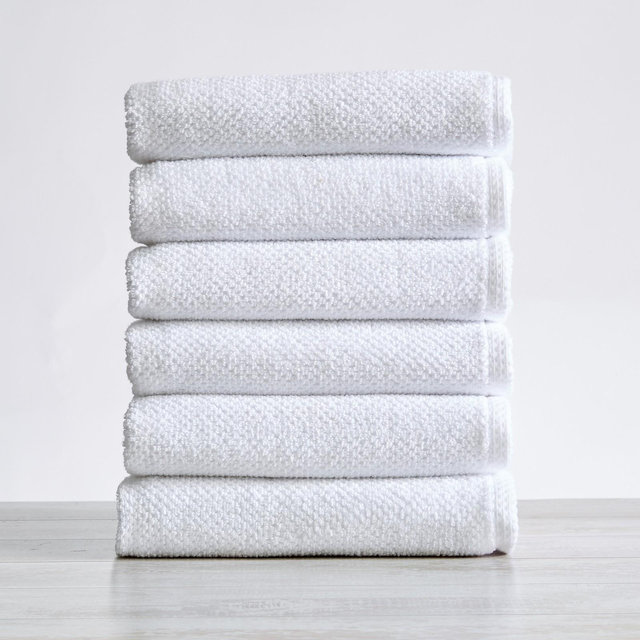 100% Cotton Quick Dry Popcorn Textured Bath Towel Set , Optic White) - Great Bay Home