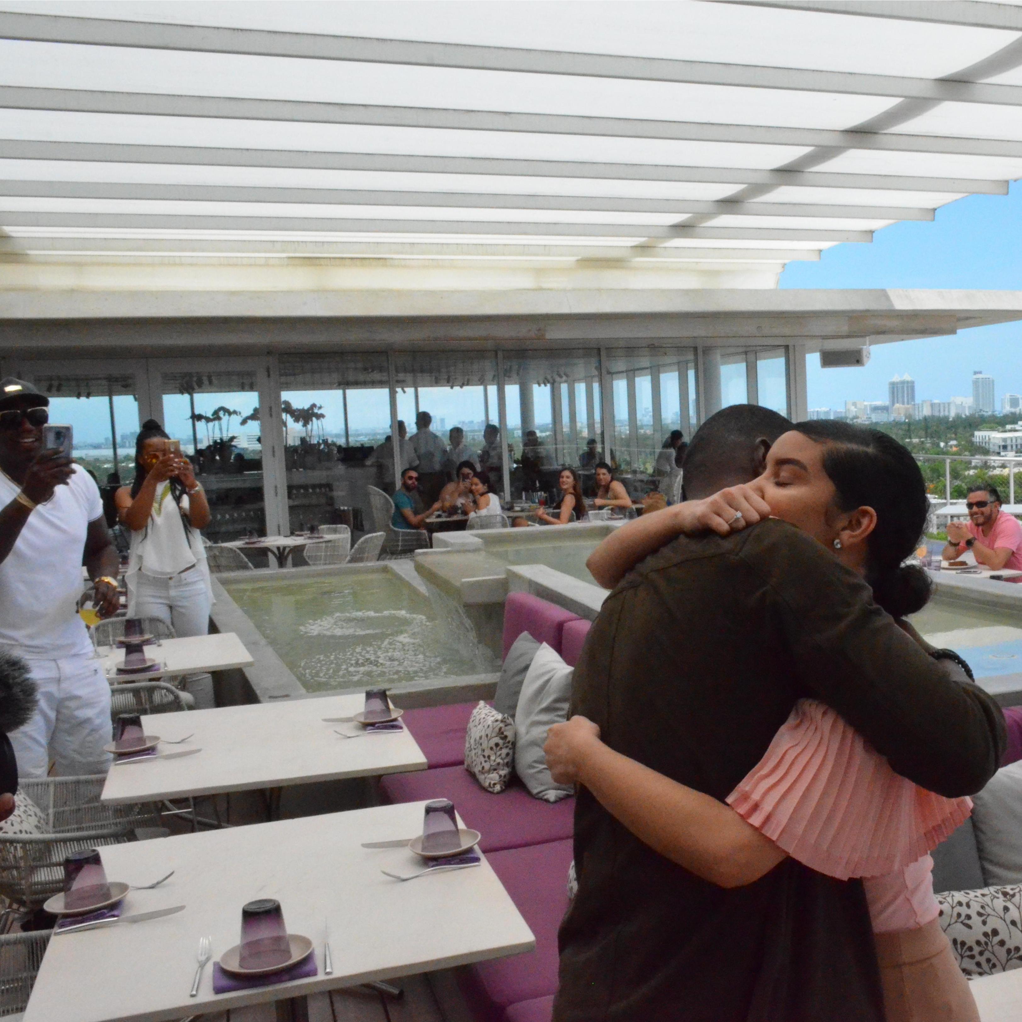 The whole restaurant in awe over the lovely newly engaged couple!