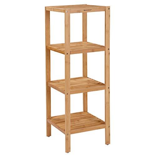SONGMICS 100% Bamboo Bathroom Shelf 4-Tier Multifunctional Storage Rack Shelving Unit 38.6 x 13 x 13 Inches UBCB54Y