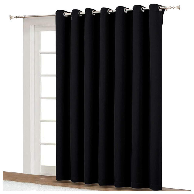 NICETOWN Patio Door Slider Curtains - Sliding Panel Curtains, Door Blinds, Block Out Drapes, Outside Curtain for Patio & Hall Room (Black, W100 x L84)
