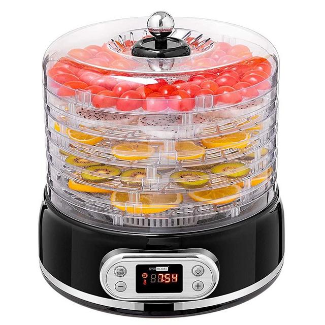 VIVOHOME Electric 400W 6 Trays Round Food Dehydrator Machine with Digital Timer and Temperature Control for Fruit Vegetable Meat Beef Jerky Maker BPA Free