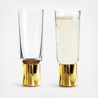 Club Gold Champagne Glass, Set of 2