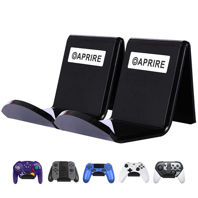 Controller Stand Wall Holder Mount for Xbox One PS4 Pro - Pack of 2 OAPRIRE Acrylic Video Game Controller Accessories with Cable Clips - Black