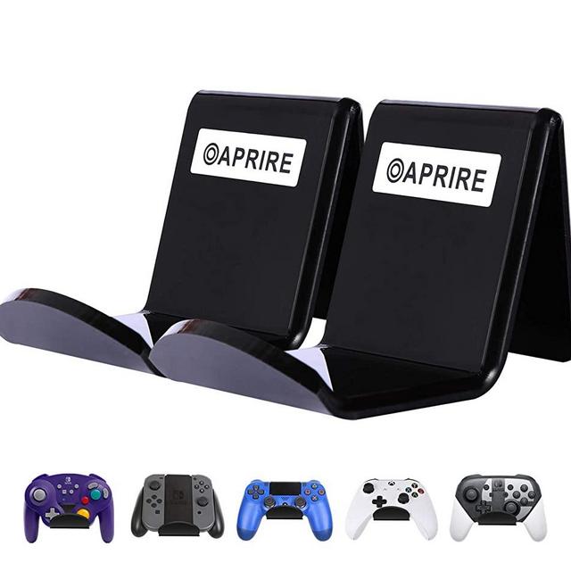 Controller Stand Wall Holder Mount for Xbox One PS4 Pro - Pack of 2 OAPRIRE Acrylic Video Game Controller Accessories with Cable Clips - Black