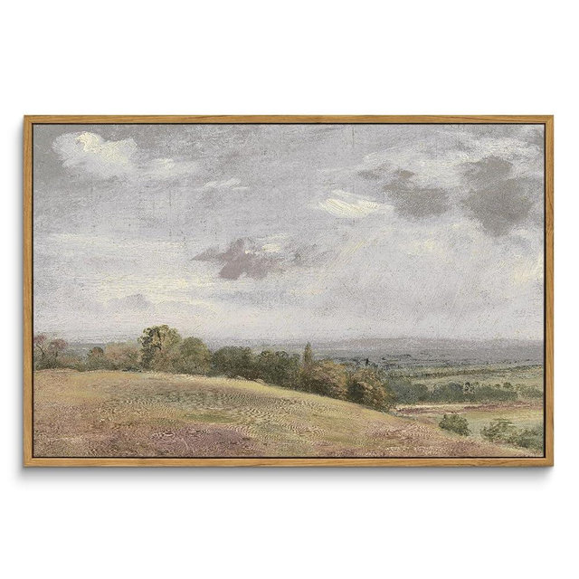 InSimSea Framed Canvas Wall Art Vintage Decor, Large Farmhouse Nature Scenery Clouds Valley Grassland Pictures Prints, Classical Retro Paintings Home Decor for Living Room Bedroom Office, 16"x24"