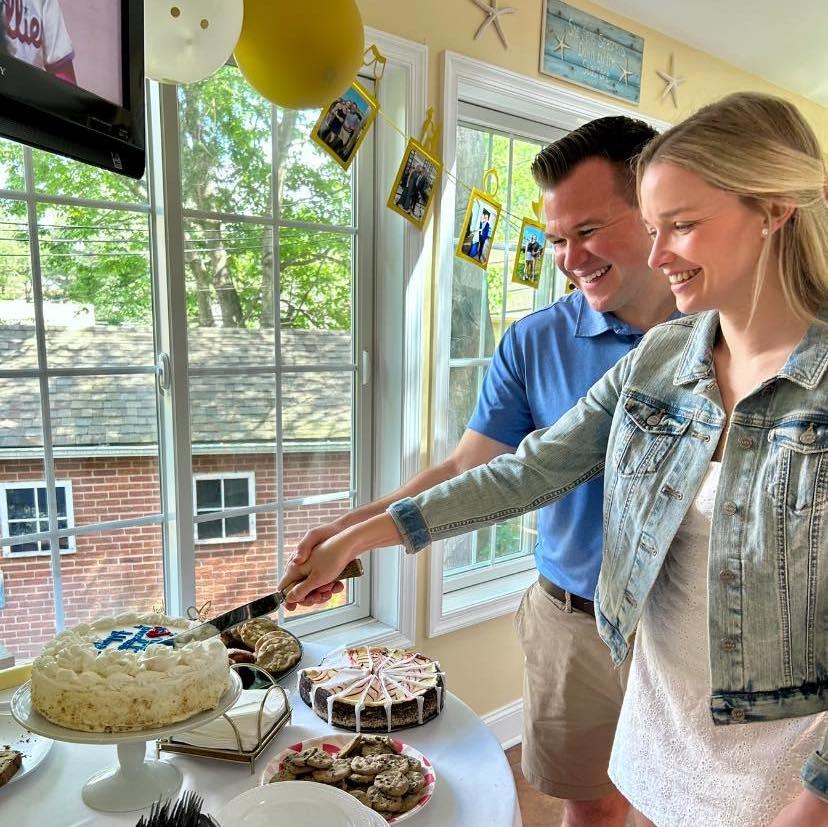 A little practice at cake cutting before the big day.