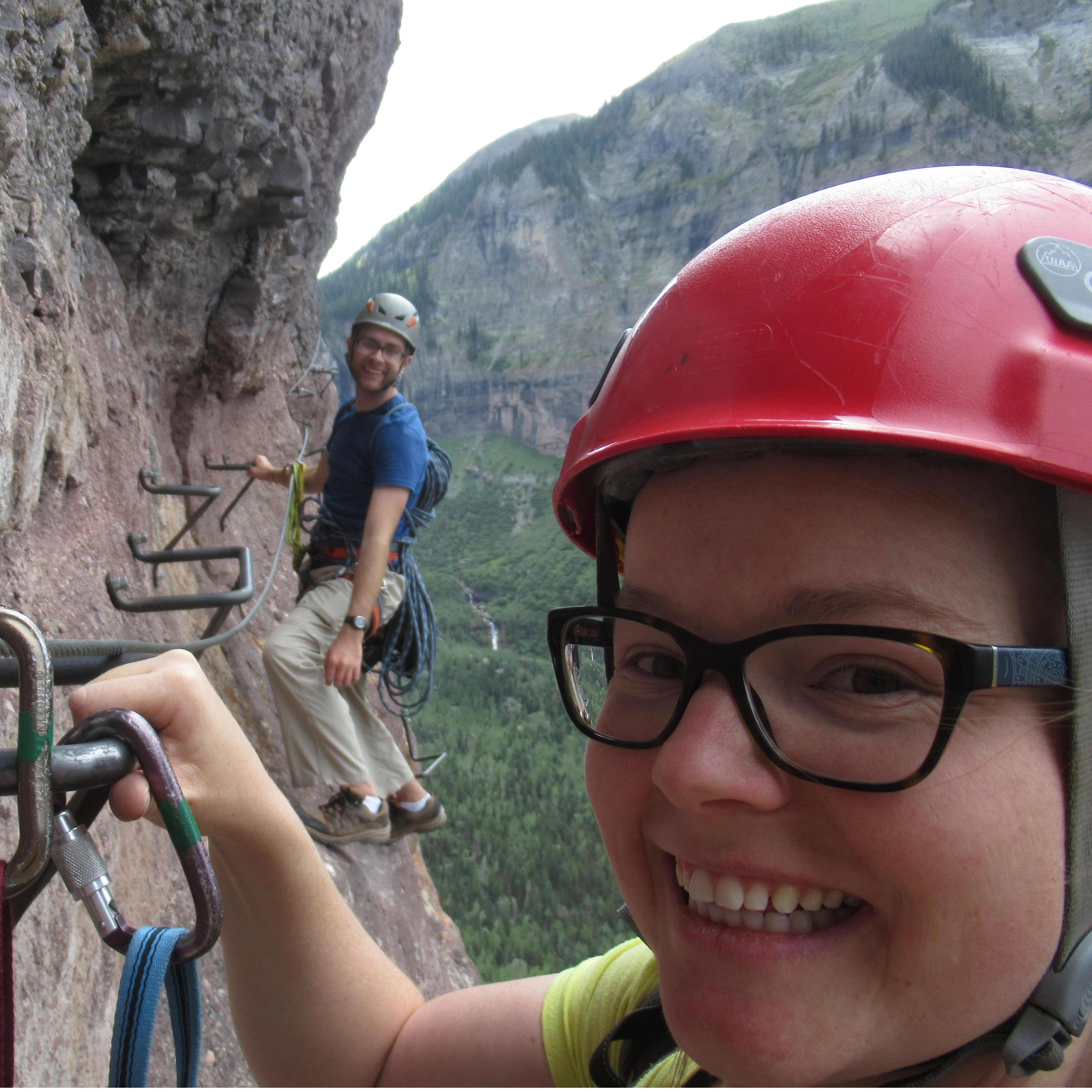 Climbing in Telluride to celebrate being engaged for three months!