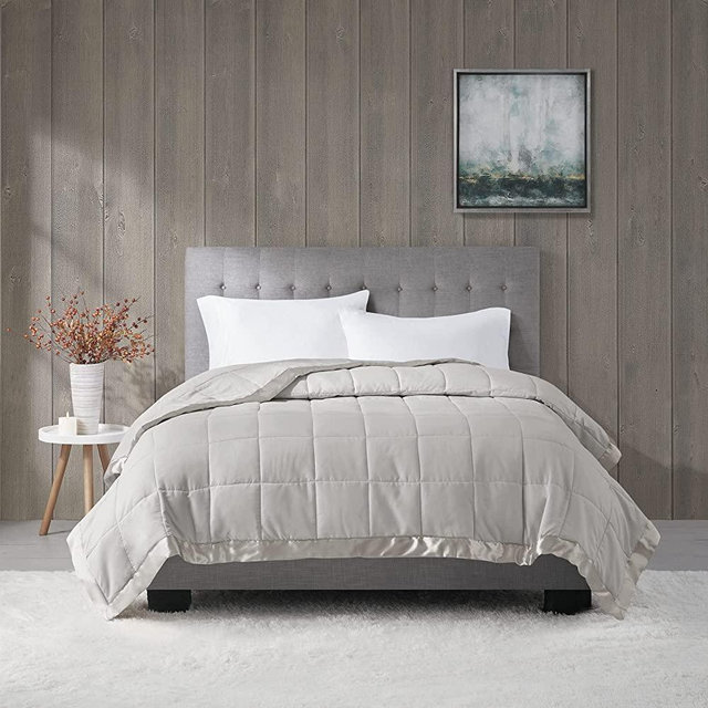 Madison Park Windom Microfiber Down Alternative Stain Resistant Blanket, Full/Queen, Grey