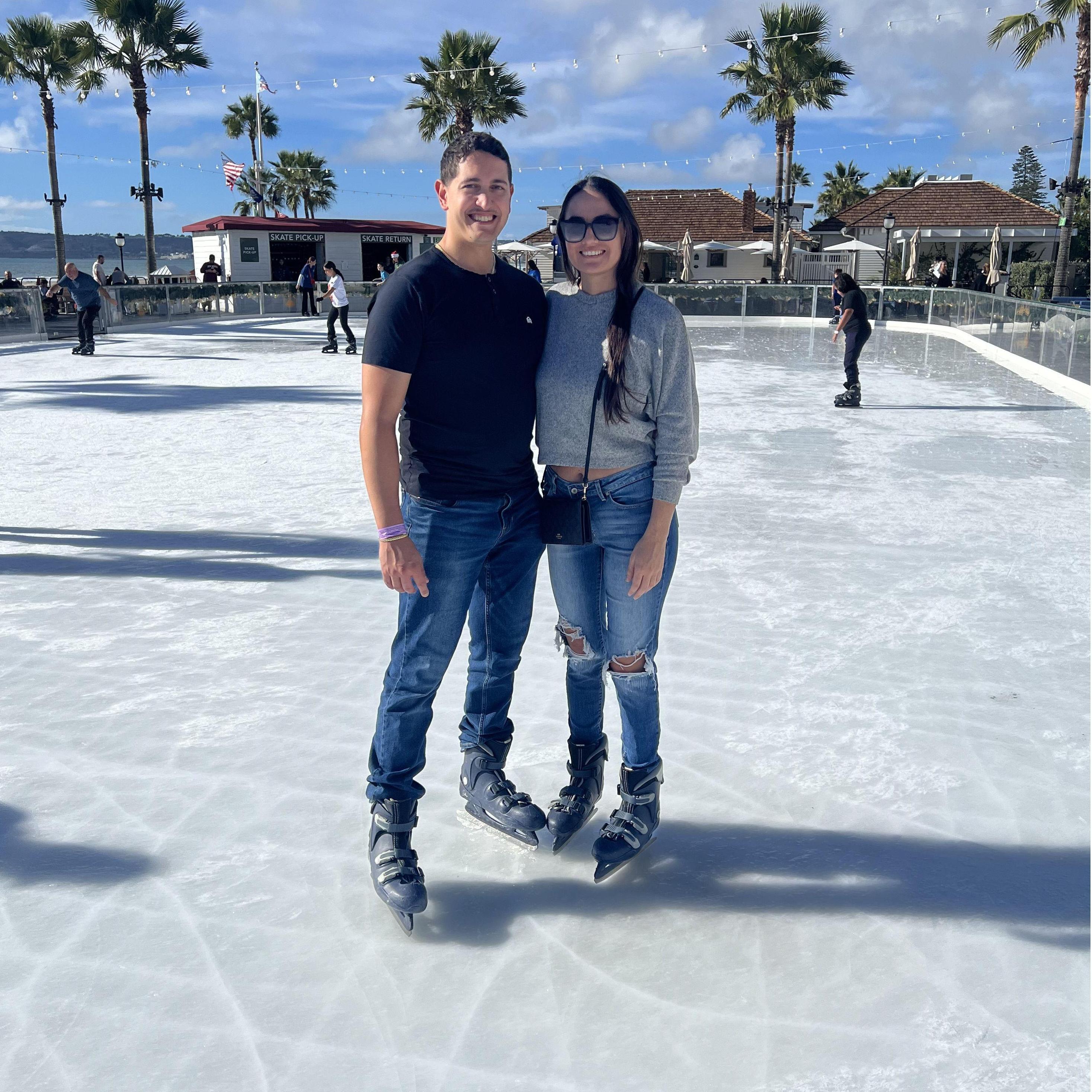 Ice skating at the Hotel Del for Matts Birthday