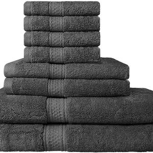 Premium 8 Piece Towel Set (Grey); 2 Bath Towels, 2 Hand Towels and 4 Washcloths - Cotton - Hotel Quality, Super Soft and Highly Absorbent by Utopia Towel