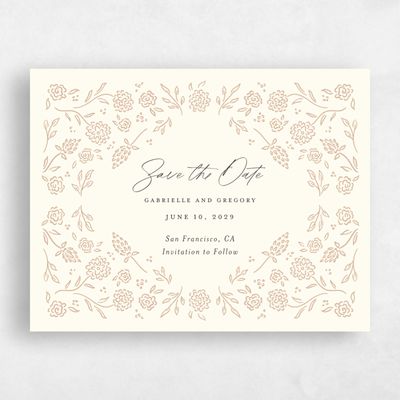 Light Butter, Beige Wedding Save the Date - Clarian Landscape
