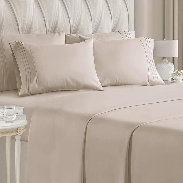 King Size Sheet Set - 6 Piece Set - Hotel Luxury Bed Sheets - Extra Soft - Deep Pockets - Easy Fit - Breathable & Cooling Sheets - Wrinkle Free - Comfy - Wheat Bed Sheets - King Sheets 6 PC