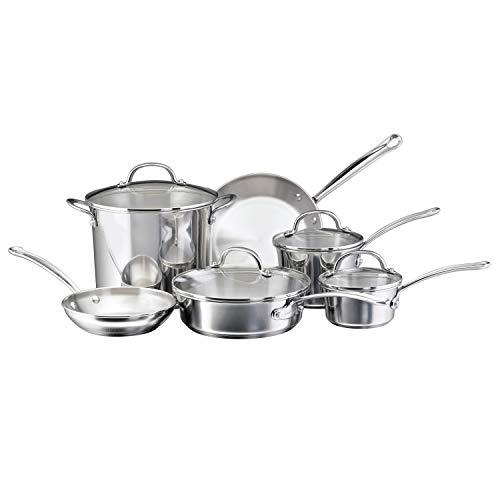 Farberware 75653 Millennium Stainless Steel Cookware Pots and Pans Set, 10 Piece