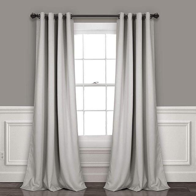 Lush Decor Curtains-Grommet Panel with Insulated Blackout Lining, 95" L Pair, Light Gray