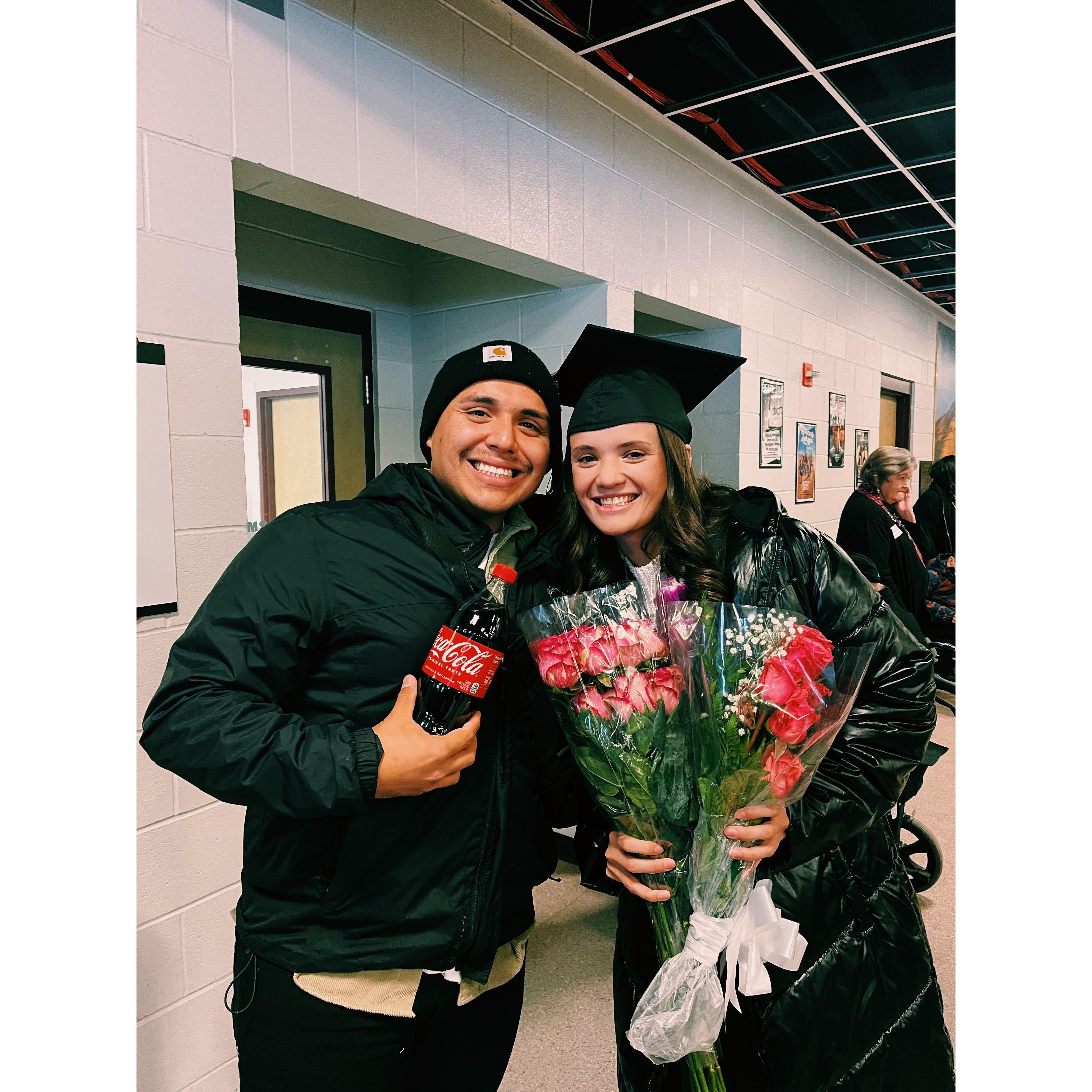 Alex came to Mik's college graduation in December!