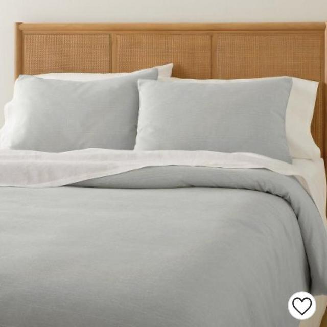 Queen Heathered Stripe Comforter & Sham Set Jet Gray/Sour Cream - Hearth & Hand with Magnolia