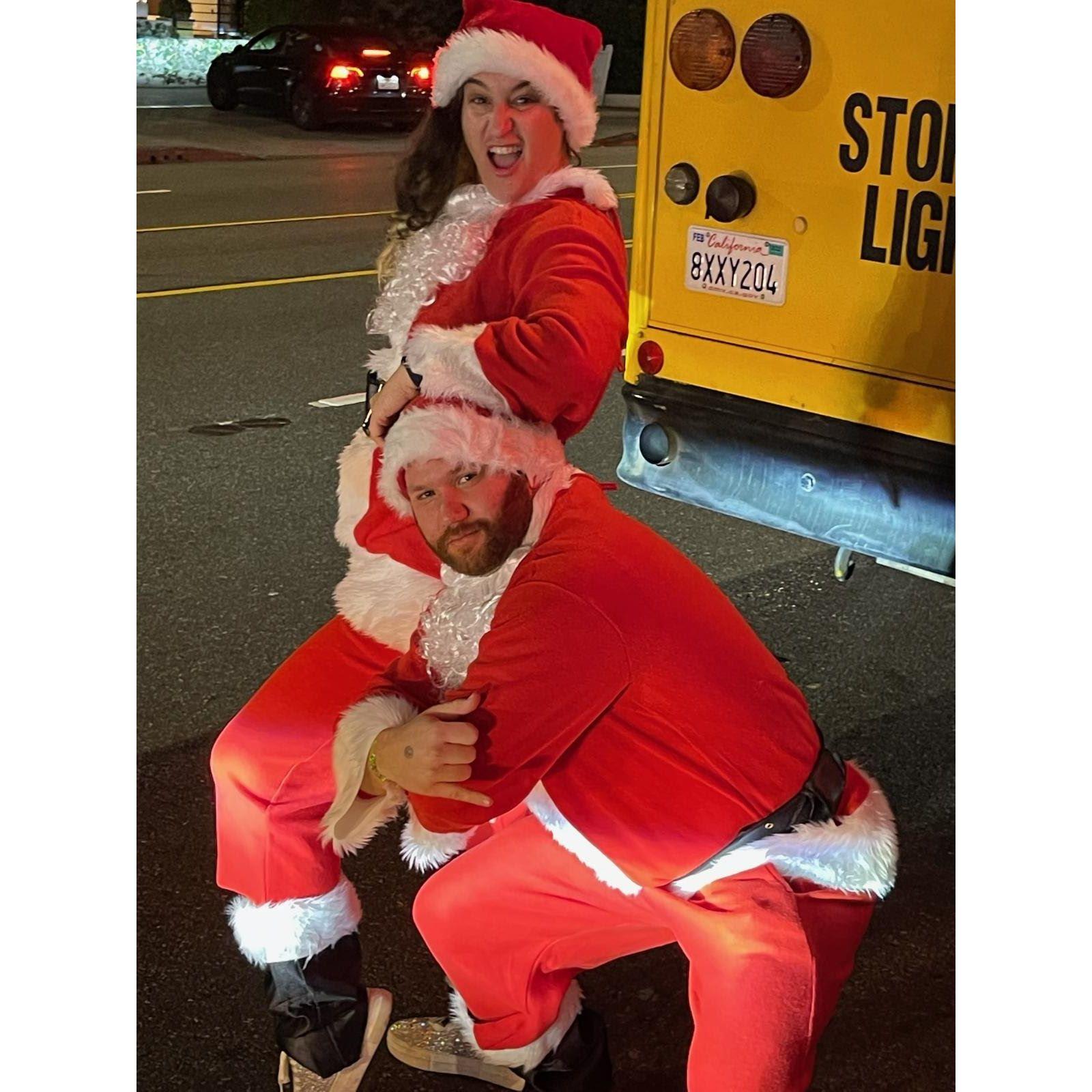 Our first Santa Con together in LA with our lovey friends Clare and Robbie