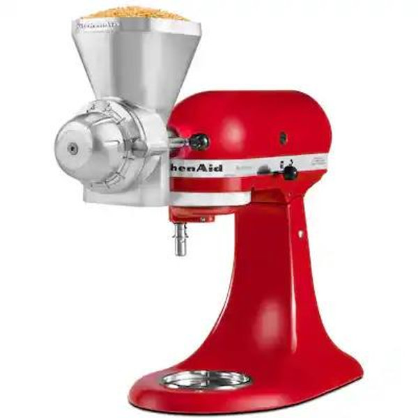 All Metal Grain Mill Attachment for KitchenAid Stand Mixers - Silver