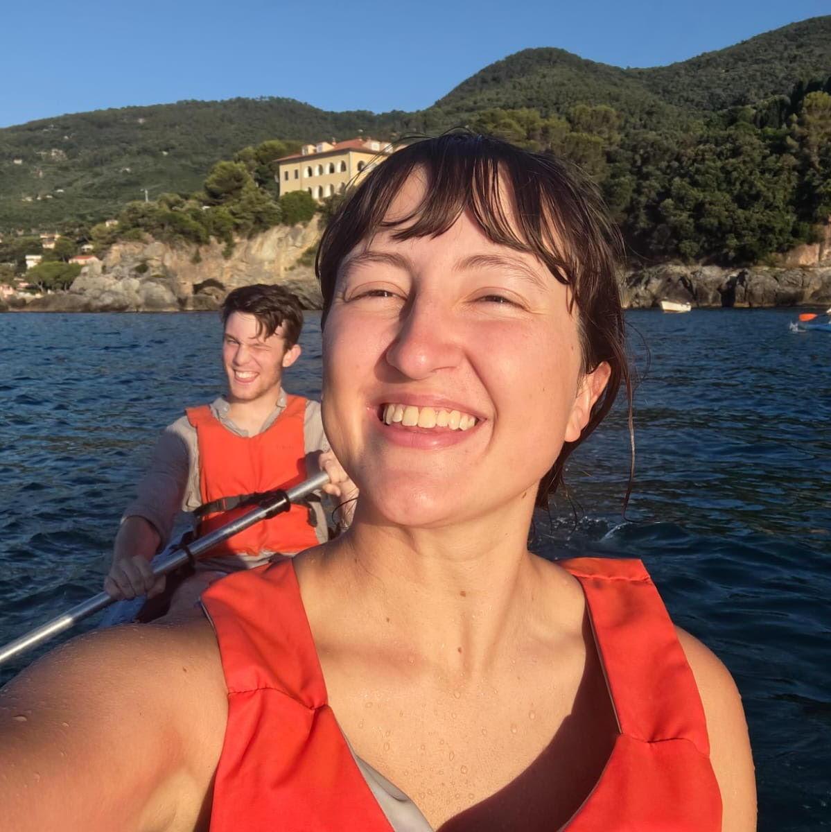 This is us kayaking in Cinque Terre Italy, when we got lost and made it out alive we knew we could make it through anything.