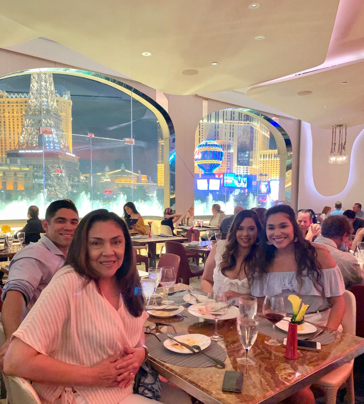 Rafael and Marissa made reservations at a nice dinner on the Vegas strip to celebrate our engagement