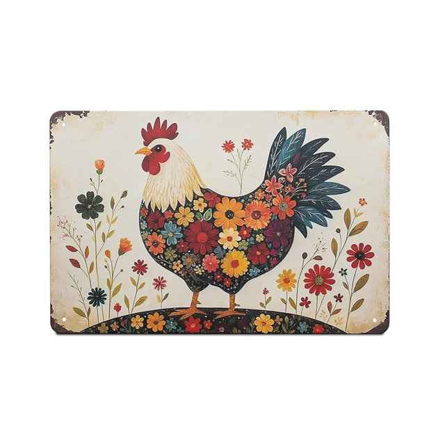 Funny Tin Signs Chicken Coop Decor Outdoor Vintage Rooster Gifts Yard-signs Decorative Signage For Farm and Garden 8×12 inches (J)