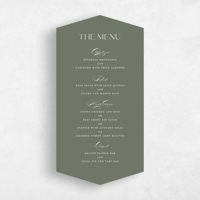 Green Diamond Wedding Menu - Hilltone
