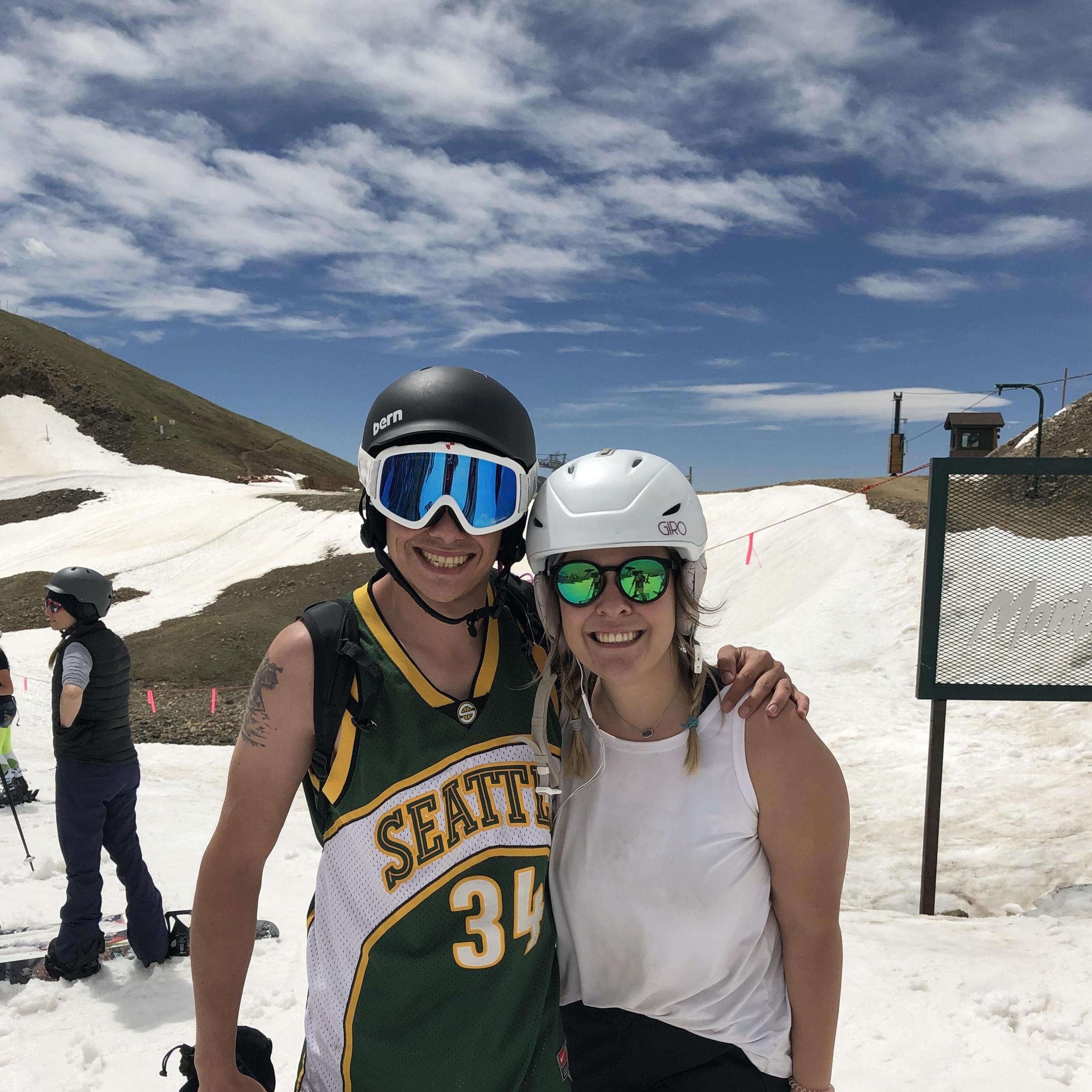 Snowboarding at Arapahoe Basin on the 4th of July. Scott had a sunburn in the shape of a jersey for about 2 months.