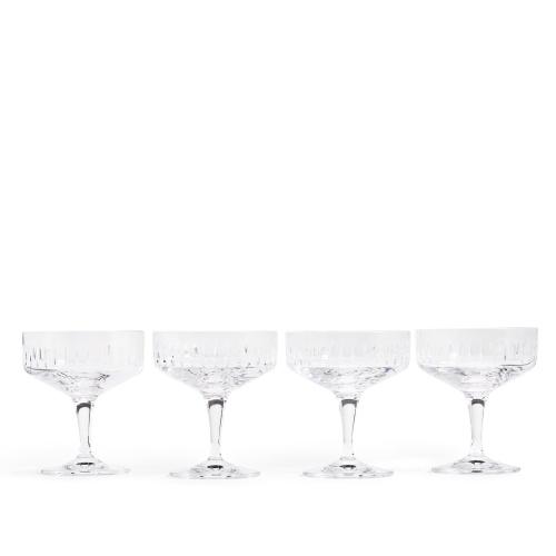 Roebling Cut Crystal Champagne Coupe, Set of Four