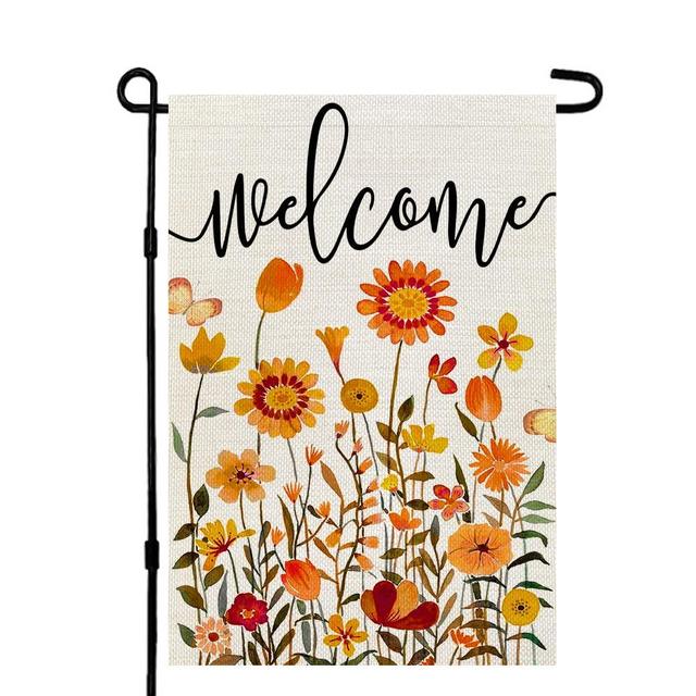 Crowned Beauty Fall Thanksgiving Floral Garden Flag 12x18 Inch Small Double Sided Burlap Welcome Yard Autumn Wedding Outside Decoration