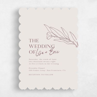 Beige Scalloped Wedding Invitation - Pistoia Portrait