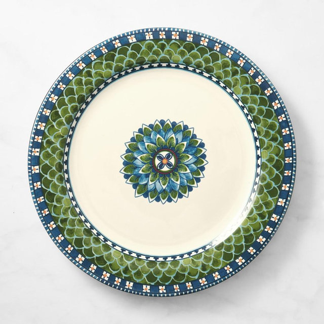 Sicily Ceramic Dinner Plates, Set of 8, Green