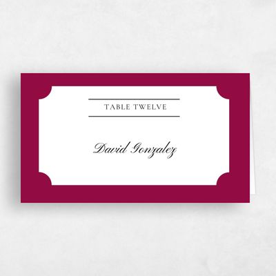 Burgundy, Red Wedding Place Card - Blake