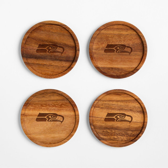 NFL Seattle Seahawks TondoAcacia Wood Coasters, Set of 4