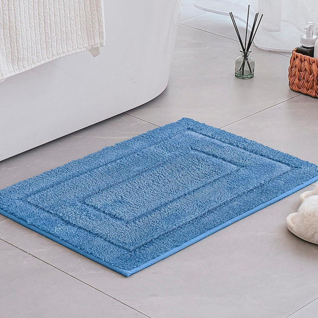 GRANNY SAYS Blue Bathroom Rugs Non Slip, 16" x 24", Bath Rugs for Bathroom, Small Bathroom Rug Washable，Absorbent Bath Mats for Bathroom Floor, Microfiber Bath Mat for Tub, Absorbent Shower Rugs
