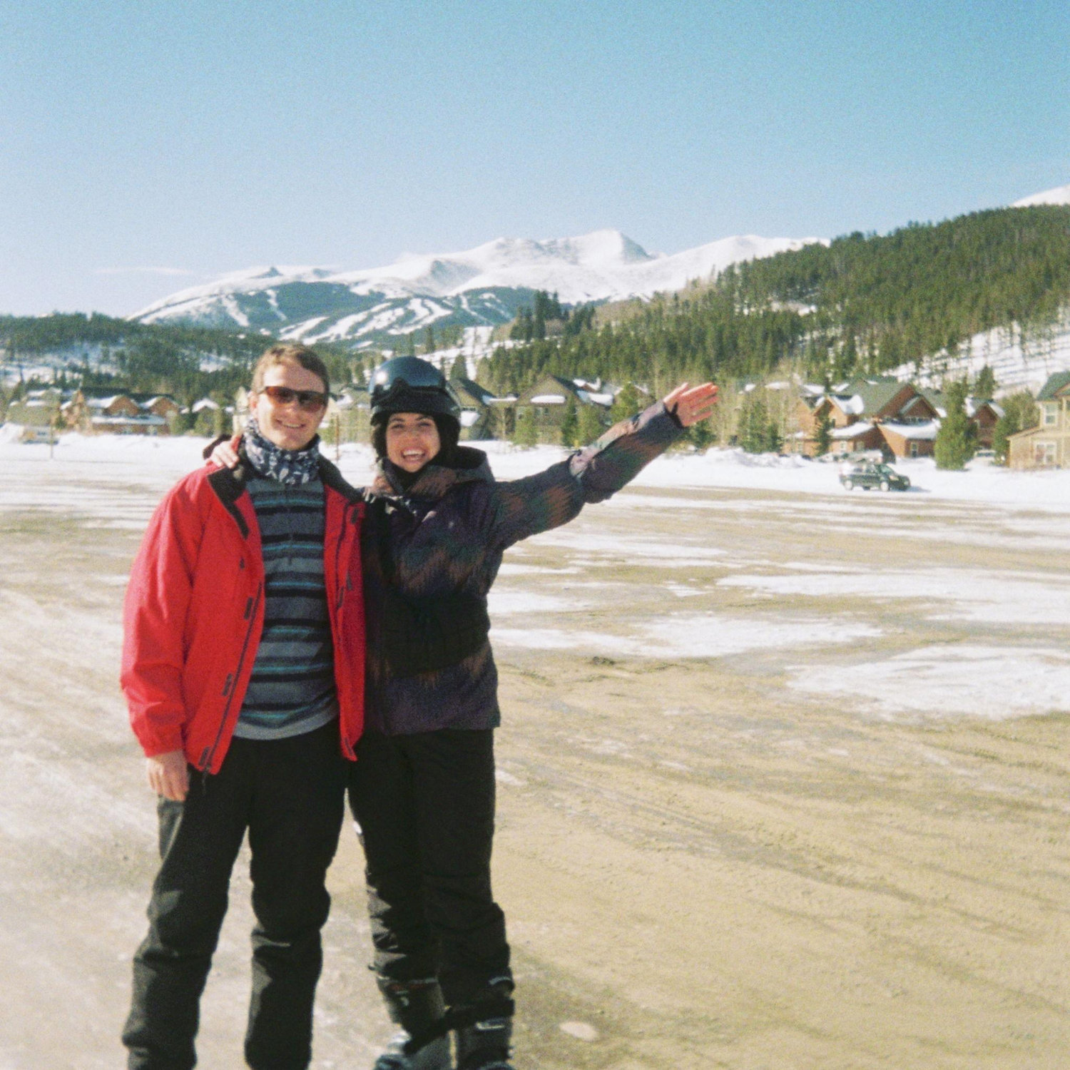 Our first ski trip together which unfortunately ended with a broken leg for one of us!