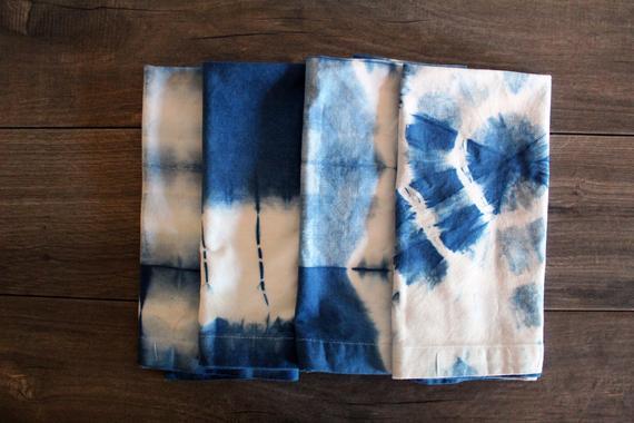 Set of 4 Shibori Dyed Napkins