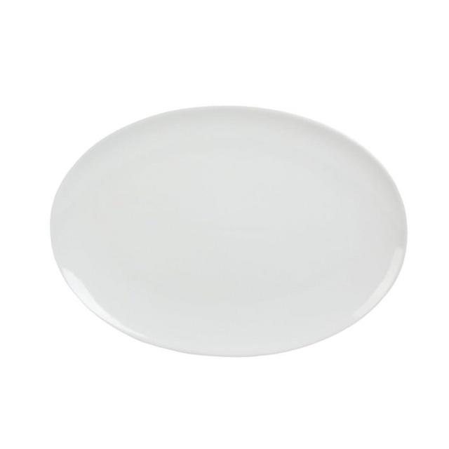 10 Strawberry Street Coupe Stoneware 14" Oval Serving Platter, White